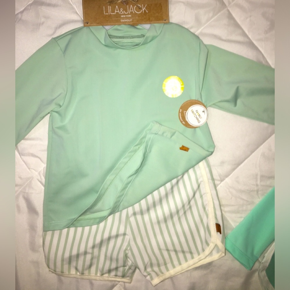 2 piece matching set Sage Green Kids swimsuit size 4T